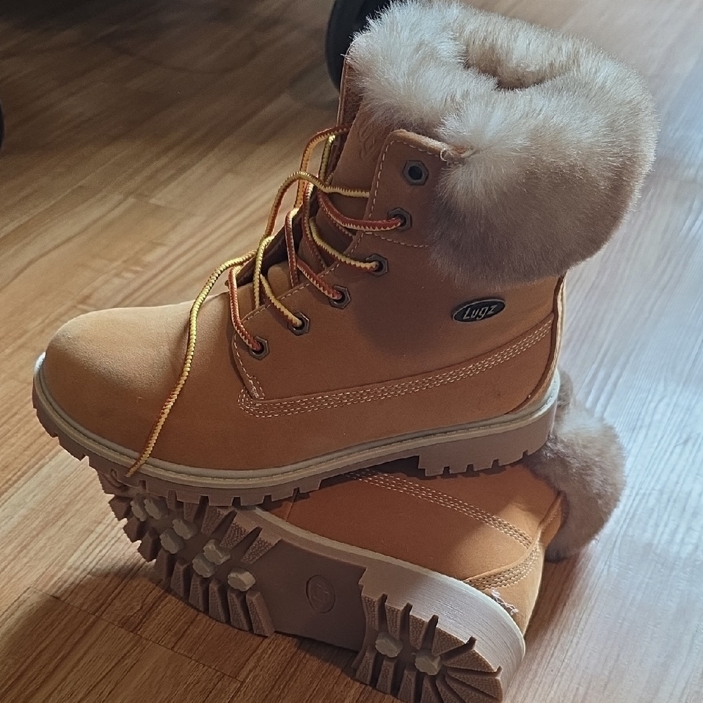 Lug Tan Leather Ankle Boots with Lace-Up Design